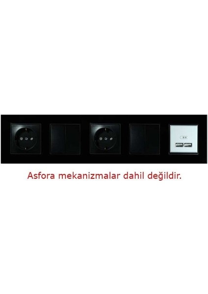 Asfir Schneider Asfora Serisine Özel Beşli Parlak Siyah Pleksiglas Anahtar Priz Çerçevesi fiyatları