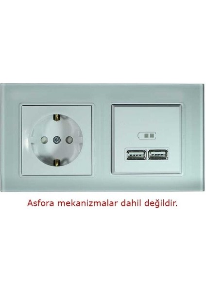 Asfir Schneider Asfora Serisine Özel Ikili Beyaz Pleksiglas Anahtar Priz Çerçevesi fiyatları