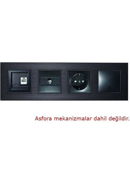 Asfir Schneider Asfora Serisine Özel Dörtlü Onyx Siyah Alüminyum Anahtar Priz Çerçevesi fiyatları