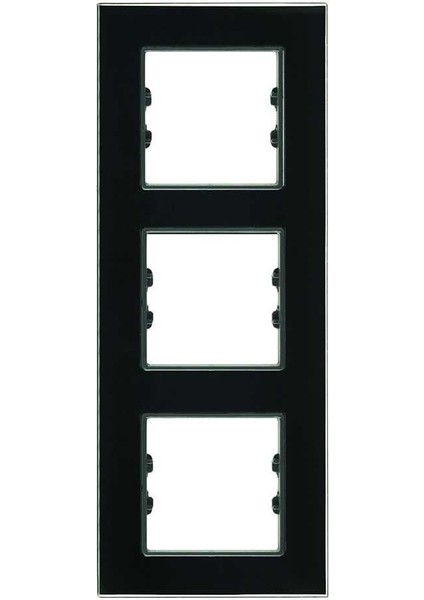 Asfir Schneider Asfora Serisine Özel Üçlü Parlak Siyah Dikey Pleksiglas Anahtar Priz Çerçevesi