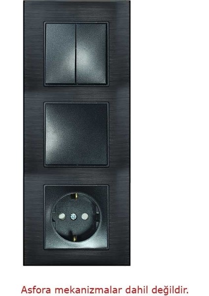 Asfir Schneider Asfora Serisine Özel Üçlü Onyx Siyah Alüminyum Dikey Anahtar Priz Çerçevesi fiyatları