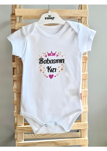 Özel Tasarım Babasının KIZI %100 DOĞAL PAMUK ORGANİK BASKILI ÇITÇITLI BODY ZIBIN BEBEK BADİ