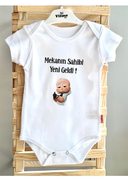 Özel Tasarım MEKANIN SAHİBİ %100 DOĞAL PAMUK ORGANİK BASKILI ÇITÇITLI BODY ZIBIN BEBEK BADİ