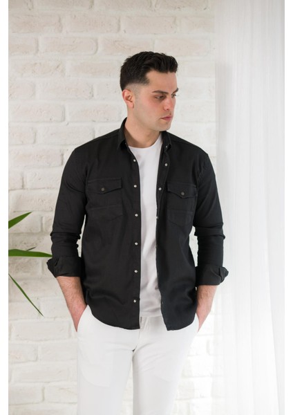 Regular Fit Çift Cepli Renkli Erkek Pamuklu Kot Gömlek fiyatları