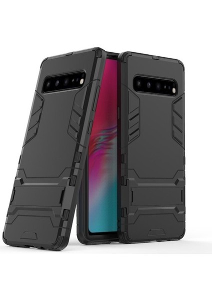 Samsung Galaxy S10 5g Için Çift Katmanlı Tpu +Pc Korumalı Standlı Kılıf Kapaklı (Yurt Dışından)