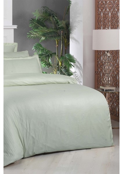 Jacquard Stripe Yeşil King Size 260 Tc %100 Pamuk Saten Nevresim Takımı fiyatları
