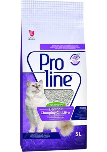Pro Line Bebek Lavanta Kokulu Bentonit Kedi Kumu 5 Lt Ince Tane Topaklanan Kedi Kumu