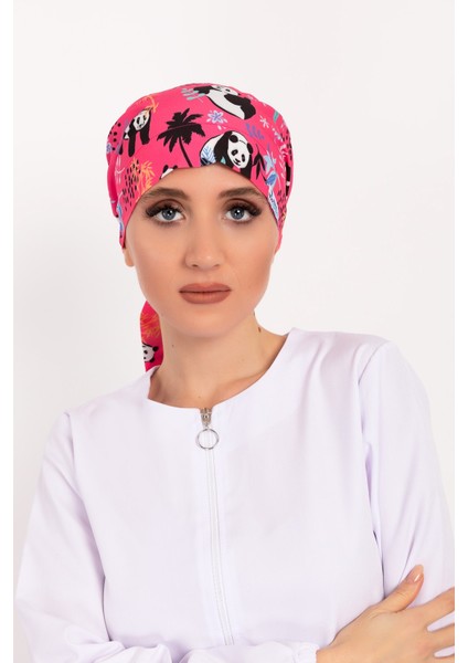 Pembe Panda Desenli Tesettür Doktor Hemşire Hastane Aşçı Cerrahi Bone fiyatları