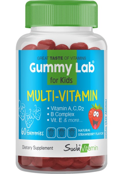 Gummylab Multi-Vıtamın For Kids Çilek 60 Gummies