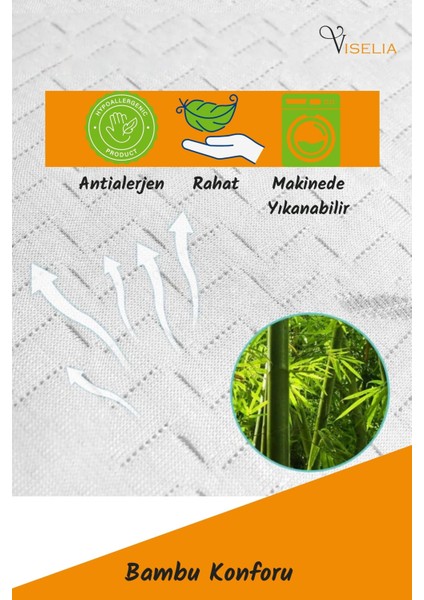 Visco Yastık Bambu Kılıflı Ortopedik Terletmeyen 2 Adet Visko Uyku Yastığı % 100 Visco Parçacıklı