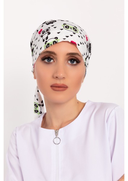 Beyaz Panda Desenli Tesettür Doktor Hemşire Hastane Aşçı Cerrahi Bone fiyatları