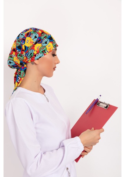 Susam Sokağı Desenli Tesettür Doktor Hemşire Hastane Aşçı Cerrahi Bonesi fırsatları