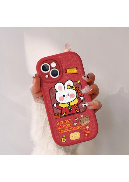 Apple Phone 14 Yeni Yıl Için Karikatür Tavşan Pu Deri Kaplamalı Tpu Telefon Geri Kılıfı (Yurt Dışından) modelleri