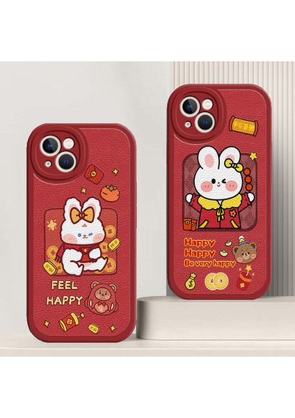 Apple Phone 14 Yeni Yıl Için Karikatür Tavşan Pu Deri Kaplamalı Tpu Telefon Geri Kılıfı (Yurt Dışından) indirimleri