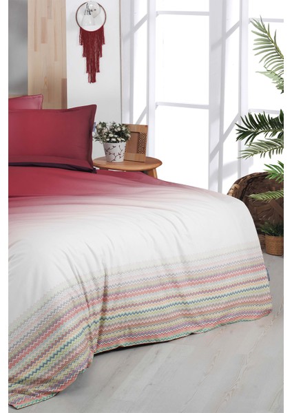 Lindi Kırmızı Çift Kişilik %100 Pamuk Fancy Poplin Nevresim Takımı