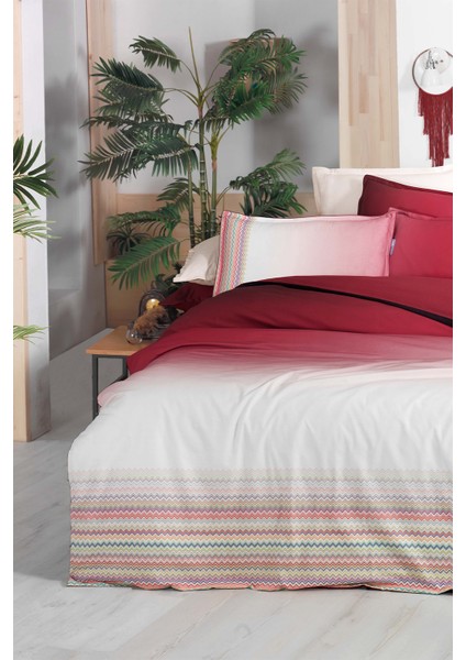 Lindi Kırmızı Çift Kişilik %100 Pamuk Fancy Poplin Nevresim Takımı