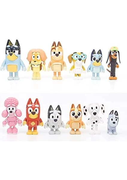 Hot Shopping 12'li Bluey Friends Collie Oyuncak Seti - Renkli (Yurt Dışından)