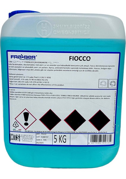 Fiocco Marin Alkol Bazlı Genel Yüzey Temizleyici (1:15 Konsantre) - 5 kg