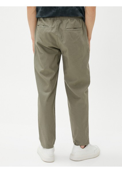 Keten Karışım Pantolon Beli Bağcıklı Cep Detaylı fırsatları