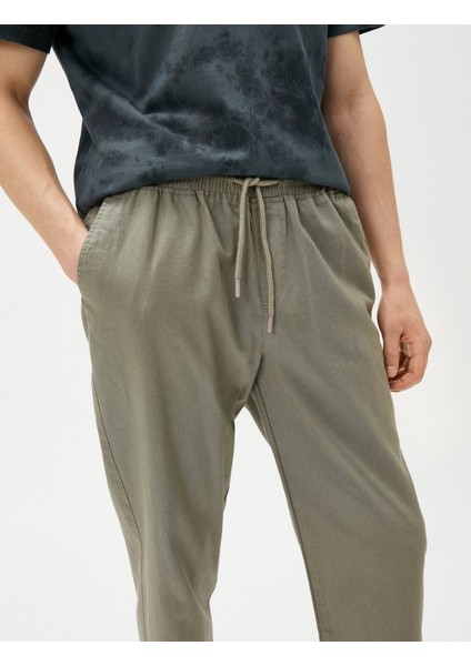 Keten Karışım Pantolon Beli Bağcıklı Cep Detaylı indirimleri