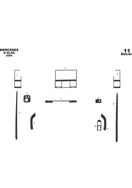 Meriç® Mercedes Gl Ön Torpido Kaplama Maun 11 Parça 2009-2012
