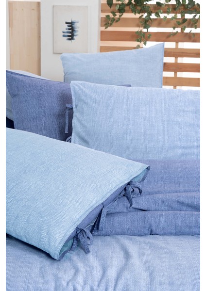 Montes Mavi Tek Kişilik %100 Pamuk Fancy Poplin Nevresim Takımı