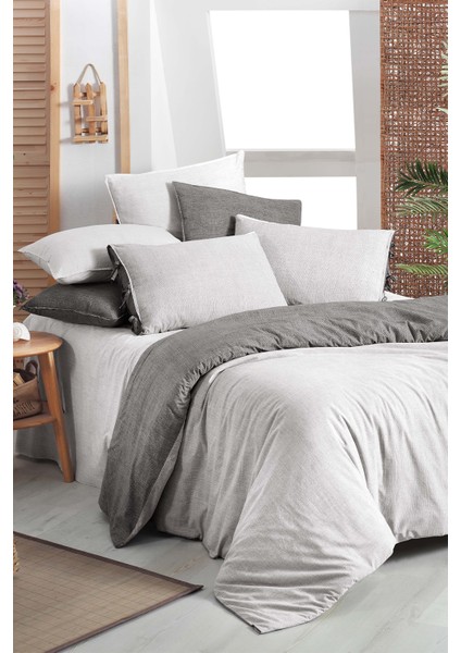 Montes Gri Çift Kişilik %100 Pamuk Fancy Poplin Nevresim Takımı
