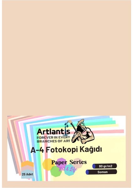 Somon Renkli A-4 Fotokopi Kağıdı 25 Li 1 Paket Artlantis Fotokopi Renkli A4 Kağıdı