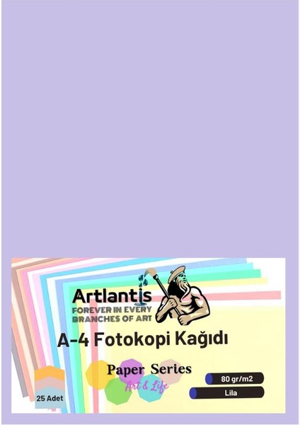 Lila Renkli A-4 Fotokopi Kağıdı 25 Li 1 Paket Artlantis Fotokopi Renkli A4 Kağıdı