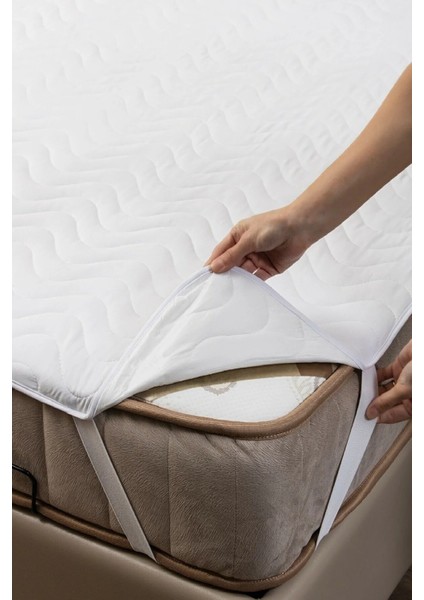 Kapitoneli Sıvı Geçirmez Alez 60X120 cm Tek Kişilik Köşe Lastikli