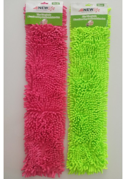 New Life 2 Adet Nemli ve Kuru Makarna Mop Ucu Mikrofiber Paspas Yedeği 60 cm