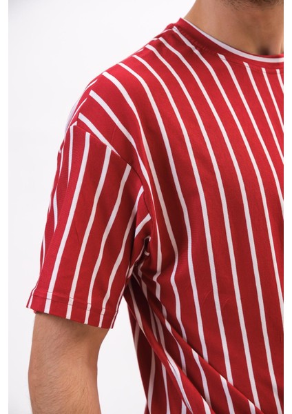 Erkek Tişört-Shirt Çizgili Desen Bol Kalıp Tshirt fiyatları