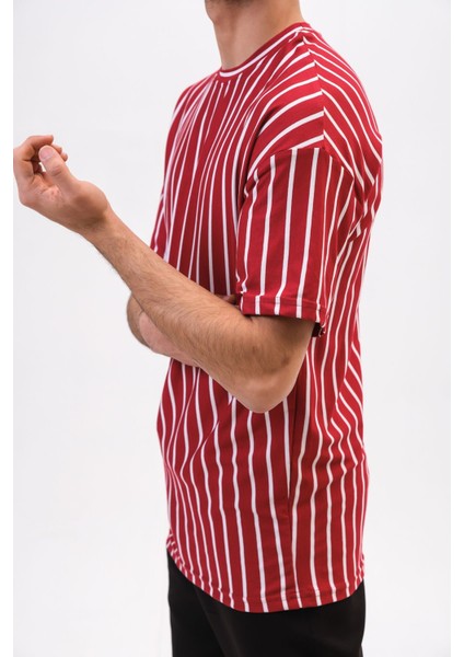 Erkek Tişört-Shirt Çizgili Desen Bol Kalıp Tshirt modelleri