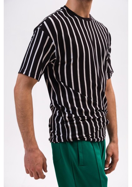Çizgili Desen Bol Kalıp Tshirt modelleri
