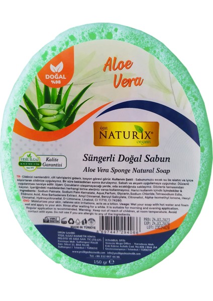 Süngerli Aloe Vera Sabunu Kuru Ciltler