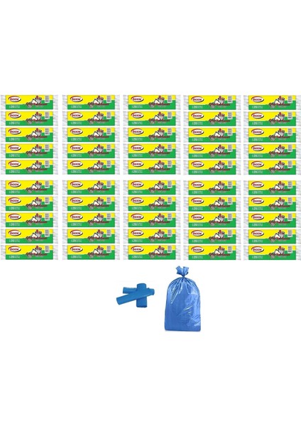 Orta Boy Çöp Torbası 55x60 cm 20 Li Rulo x 50 Paket = 1000 Adet Mavi