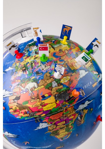 Gürbüz Yayınları My World Globe + Grafik Stant + Pin + Pin Kartları 26 cm Çap