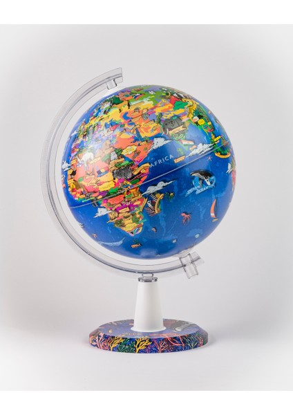 Gürbüz Yayınları My World Globe + Grafik Stant + Pin + Pin Kartları 26 cm Çap