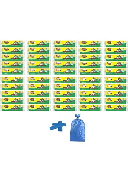 Orta Boy Çöp Torbası 55x60 cm 20 li Rulo x 50 Paket = 1000 Adet Mavi