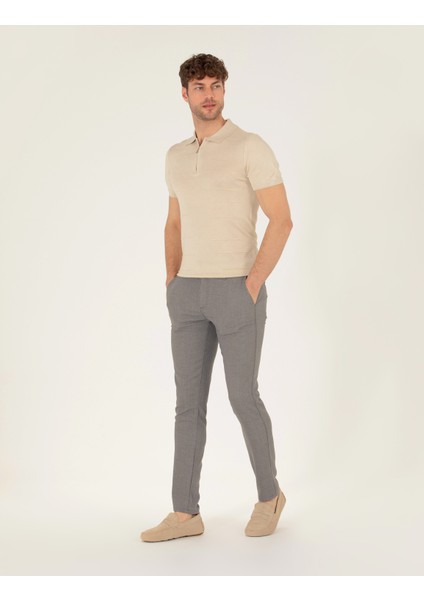 Erkek Gri Slim Fit Kanvas Pantolon 50271294-VR024