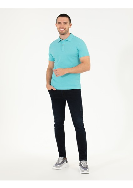 Pierre Cardin Erkek Mavi Slim Fit Polo Yaka Basic Tişört 50262660-VR007