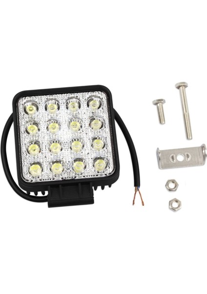 4 Adet 16 LED Off Road Iş Makinesi Kamyon Traktör Projektör Çalışma ve Sis Lambası 48 Watt
