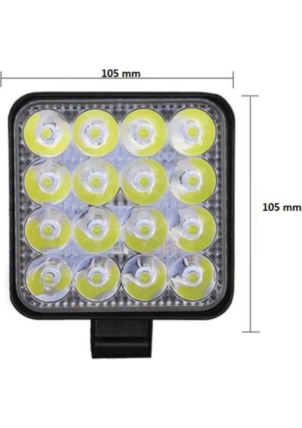 4 Adet 16 LED Off Road Iş Makinesi Kamyon Traktör Projektör Çalışma ve Sis Lambası 48 Watt