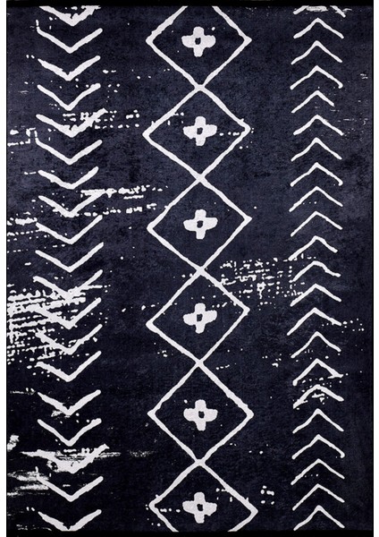 Balasov Siyah Modern Dijital Baskı Halı