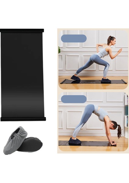 Yoga Pad Portable Kayma Tahtası Bacak Çekirdek Eğitim Siyah Renk 1.8m Için (Yurt Dışından)