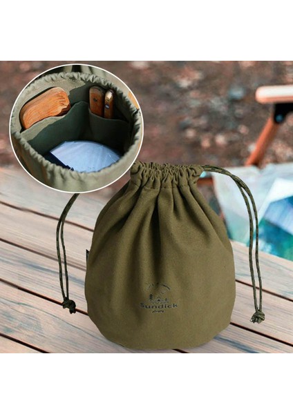 Tuval Drawstring Torba Tencere Taşıyıcı Organizatör Taşınabilir Dayanıklı Kamp Çantası Yeşil Küçük (Yurt Dışından)