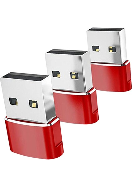 3x Tip-C 3.1 Ila USB 2.0 Dönüştürücü Adaptör Dizüstü Kırmızı Için Kararlı Performans (Yurt Dışından)