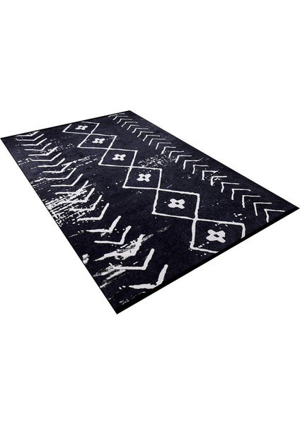 Balasov Siyah Modern Dijital Baskı Halı