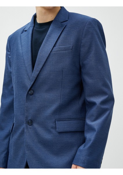 Blazer Slim Fit Düğme Detaylı Cepli