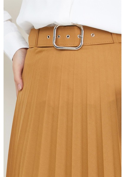 Kemerli Piliseli Etek Camel indirimleri